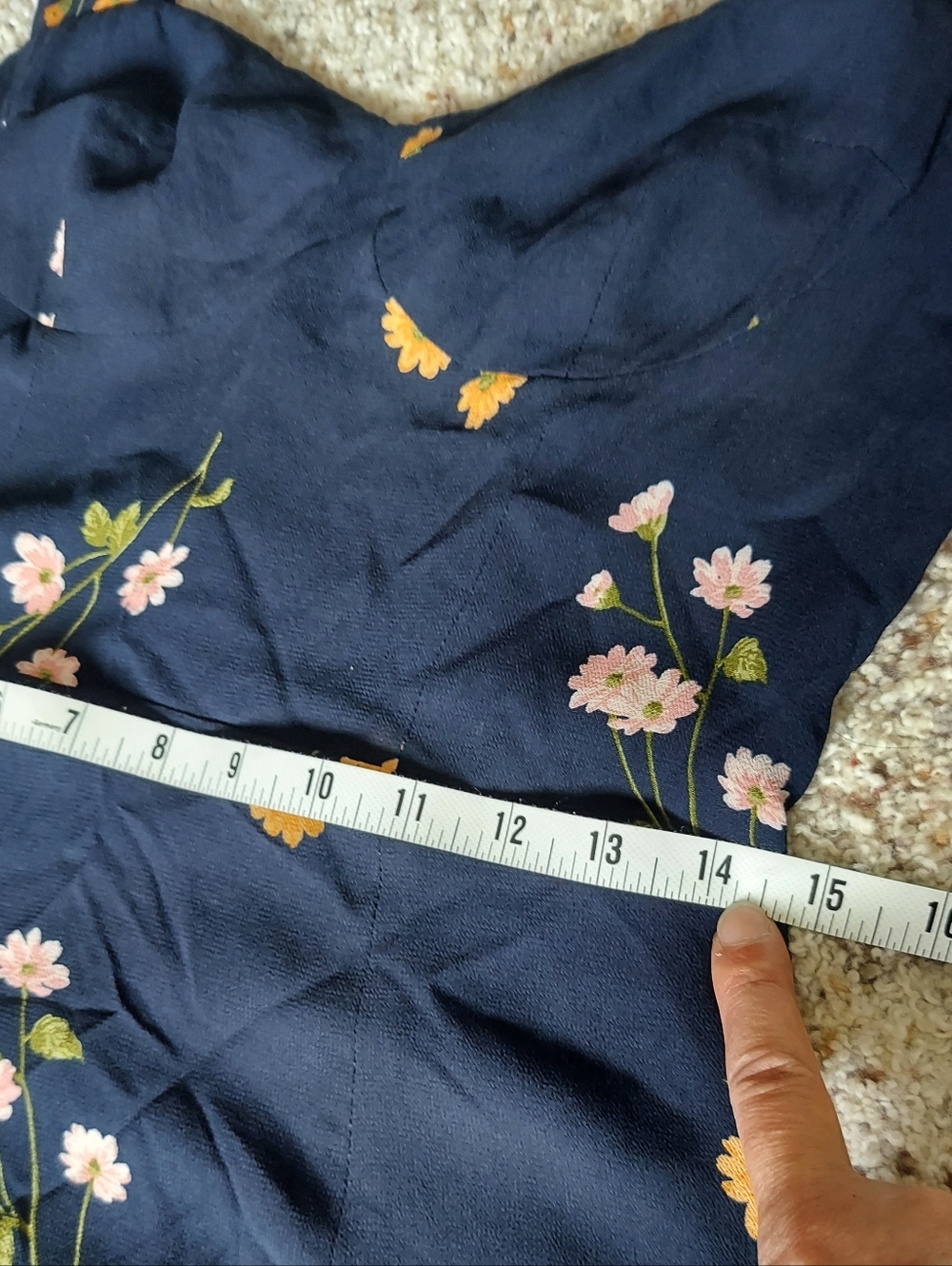 Reformation Fulton Floral Navy Blue Midi Dress Princess Margaret Size 10 - Picture 9 of 15